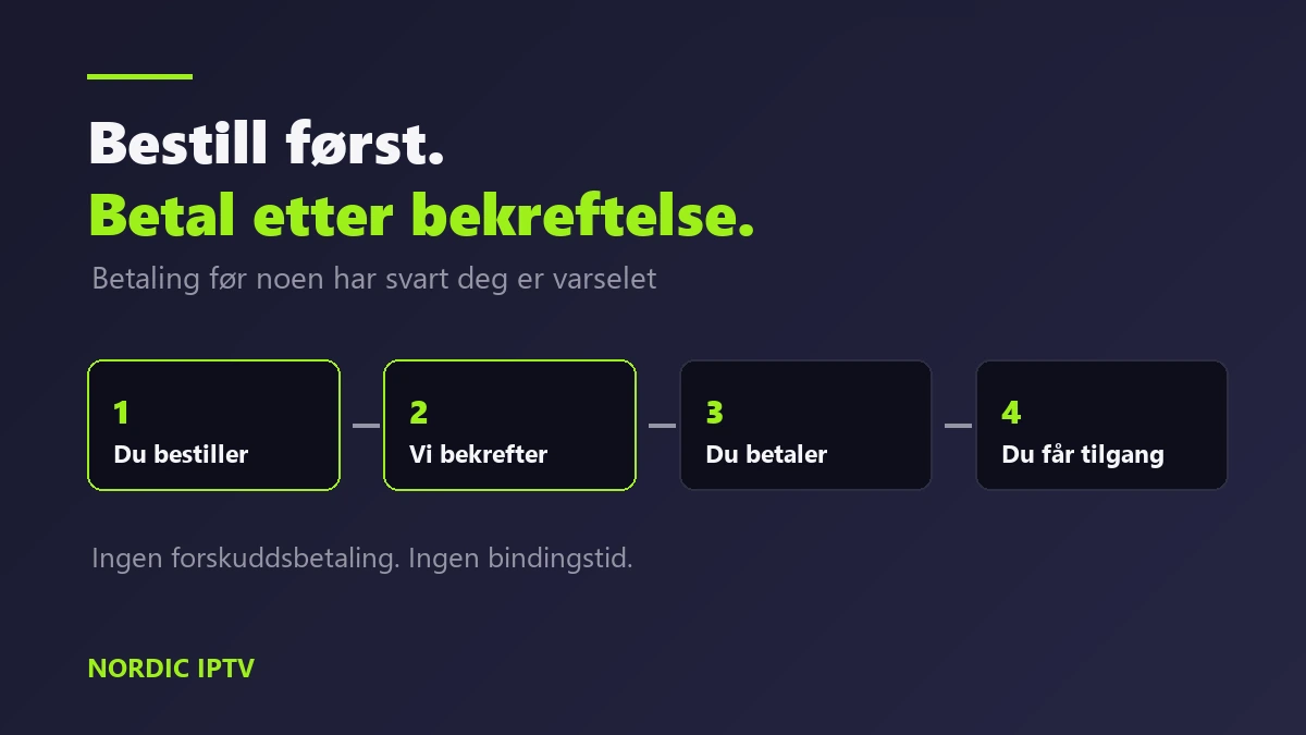 Bestill først og betal etter bekreftelse, rekkefølgen i en trygg iptv-bestilling