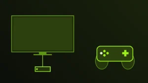 Iptv på spillkonsoll, med avspilleren koblet til tv-en ved siden av konsollen