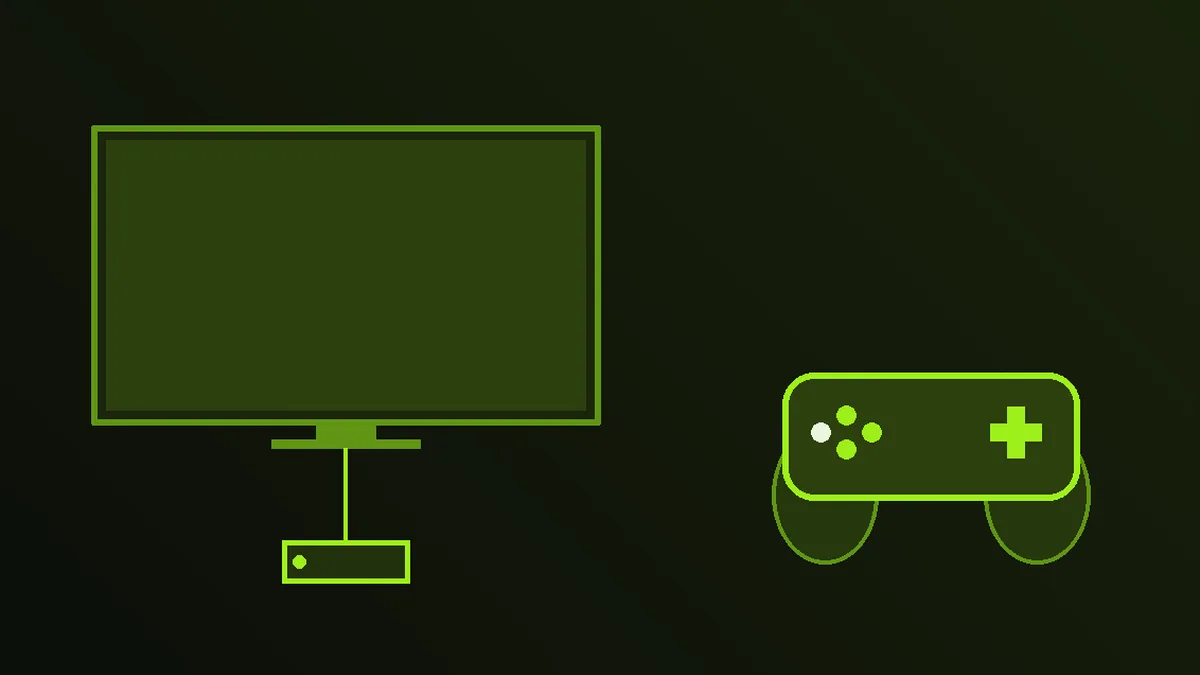 Iptv på spillkonsoll, med avspilleren koblet til tv-en ved siden av konsollen